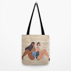 Women by the Sea Modern Beach Illustration Tote Bag Gallery Image 2