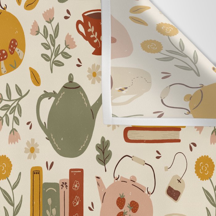 Flowery Books and Tea Wall Tapestry Gallery Image 3