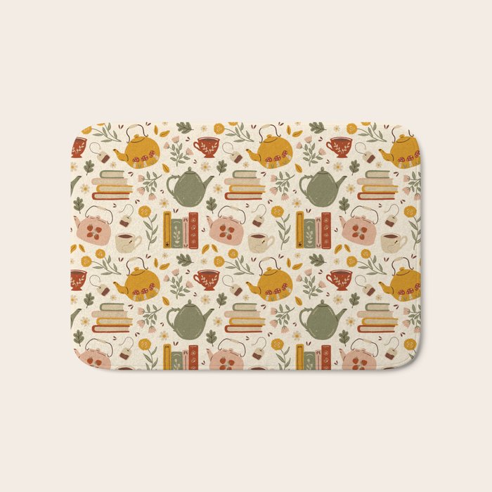 Flowery Books and Tea Bath Mat Gallery Image 1