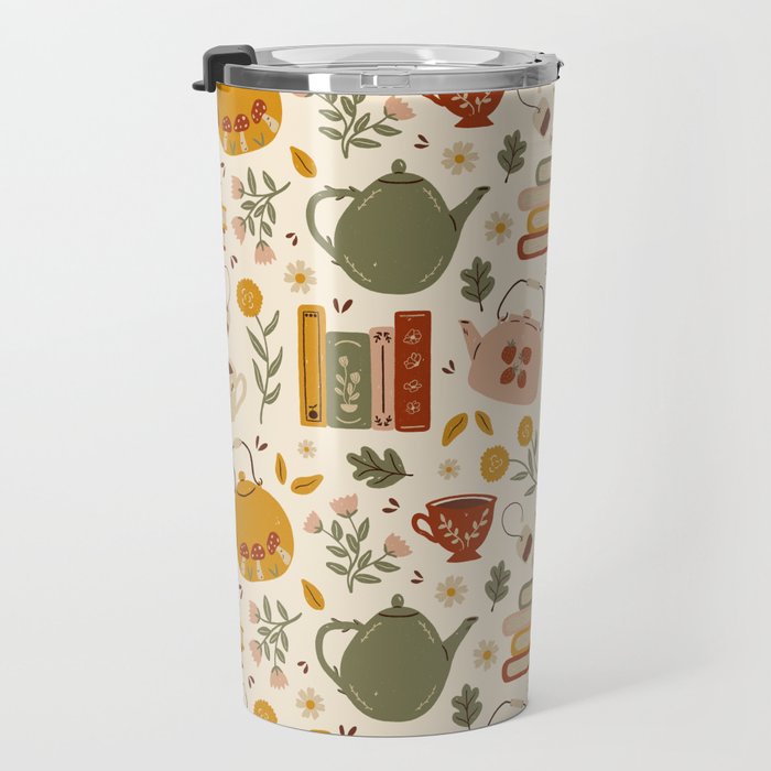 Flowery Books and Tea Travel Mug Gallery Image 3