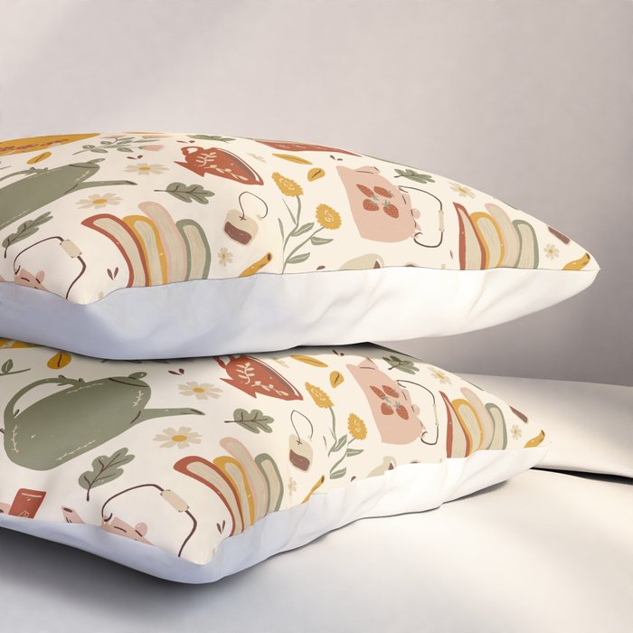 Flowery Books and Tea Pillow Sham Gallery Image 3
