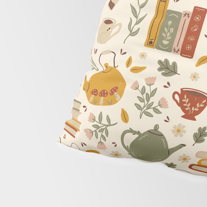 Flowery Books and Tea Pillow Sham Gallery Image 4