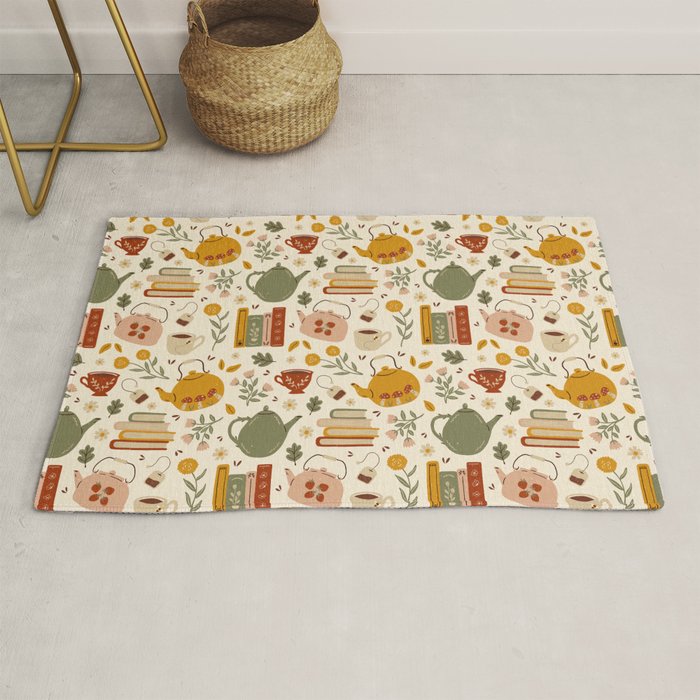 Flowery Books and Tea Rug Gallery Image 1