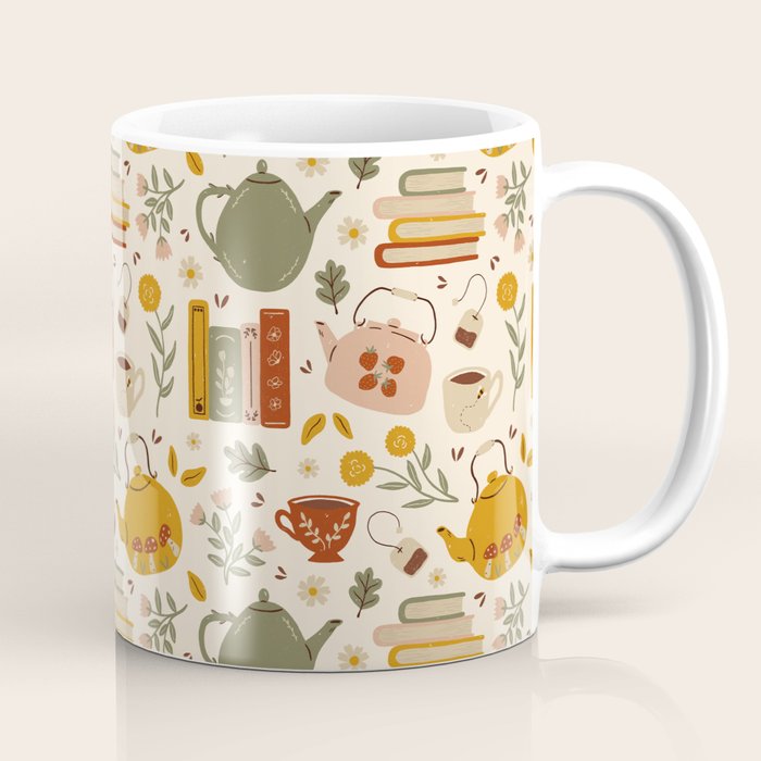 Flowery Books and Tea Coffee Mug Gallery Image 1