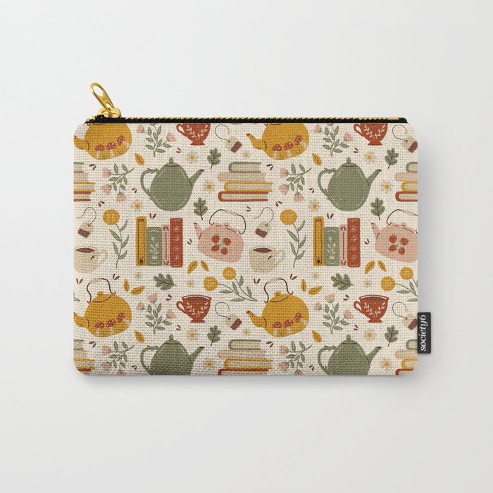 Flowery Books and Tea Carry All Pouch Gallery Image 1