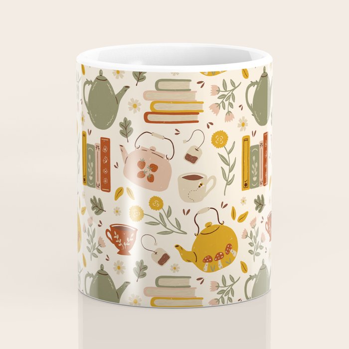 Flowery Books and Tea Coffee Mug Gallery Image 4