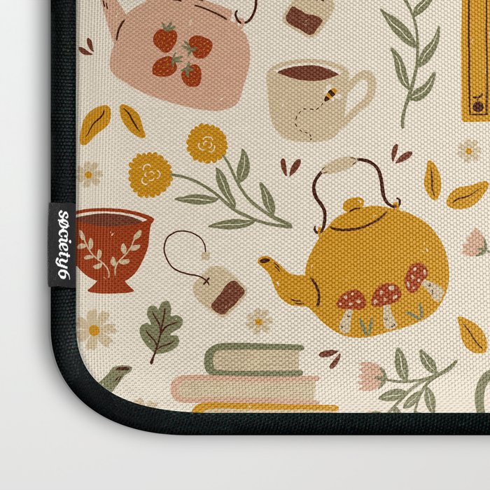 Flowery Books and Tea Laptop Sleeve Gallery Image 3