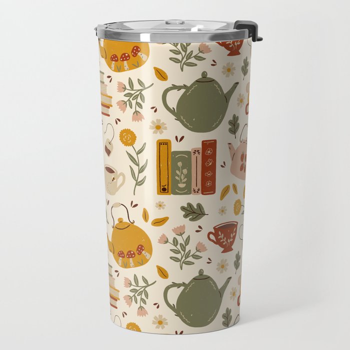 Flowery Books and Tea Travel Mug Gallery Image 2