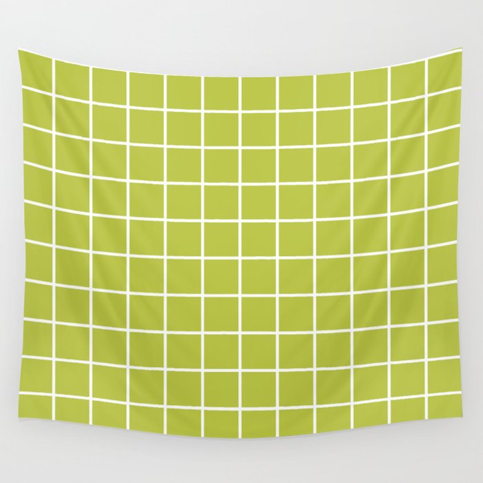 Grid Pattern Chartreuse 2 Wall Tapestry Gallery Image 4