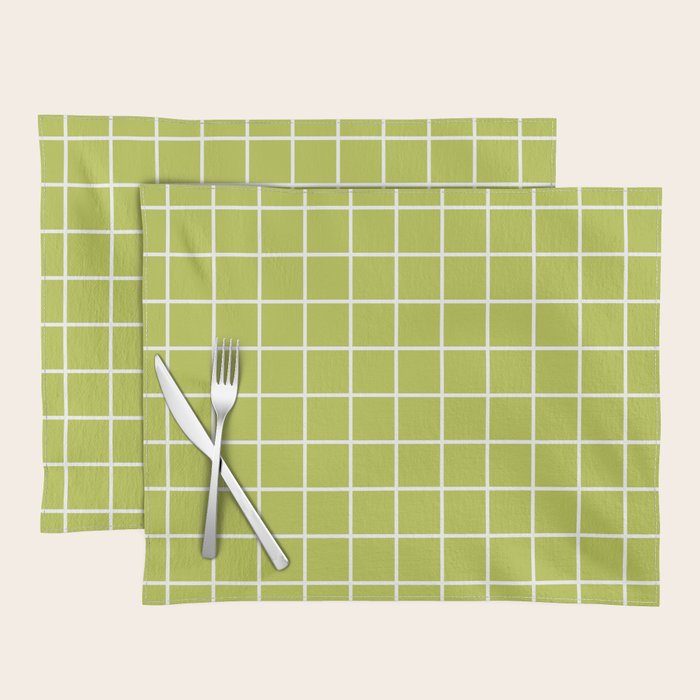 Grid Pattern Chartreuse 2 Placemat Gallery Image 1
