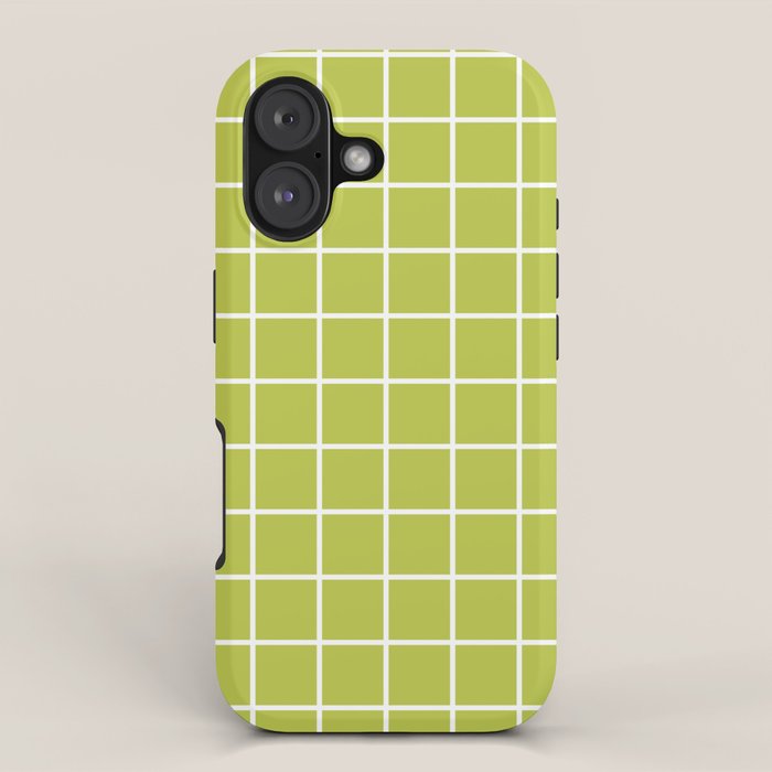 Grid Pattern Chartreuse 2 iPhone Case Gallery Image 1