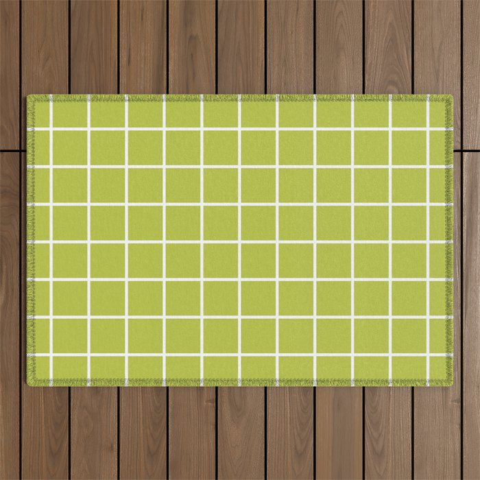 Grid Pattern Chartreuse 2 Outdoor Rug Gallery Image 1