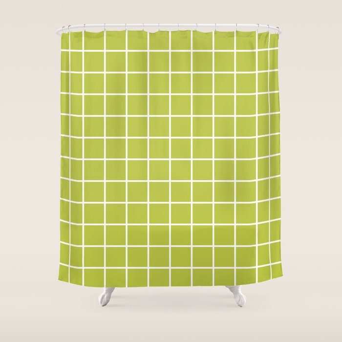 Grid Pattern Chartreuse 2 Shower Curtain Gallery Image 1
