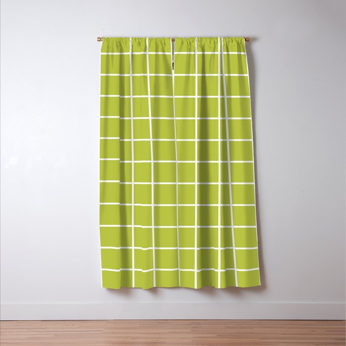 Grid Pattern Chartreuse 2 Window Curtain Gallery Image 3