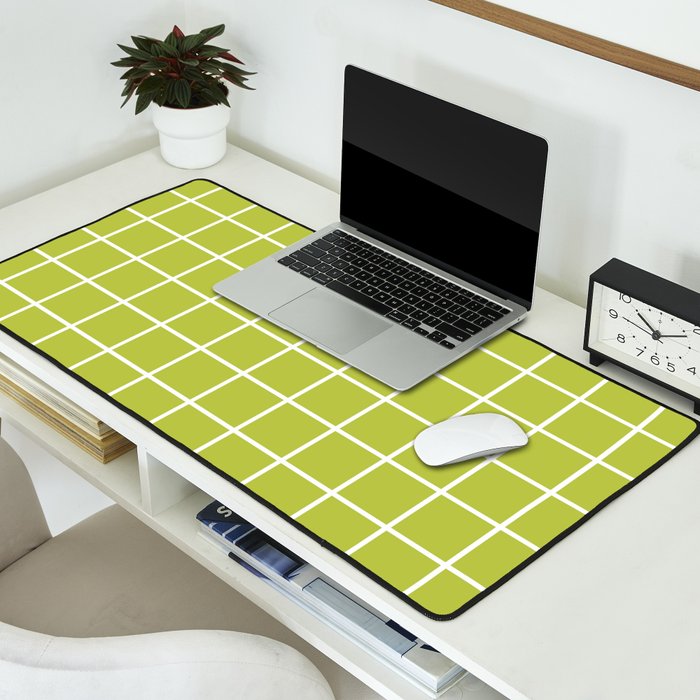Grid Pattern Chartreuse 2 Desk Mat Gallery Image 2
