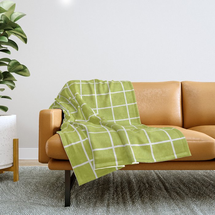 Grid Pattern Chartreuse 2 Throw Blanket Gallery Image 1