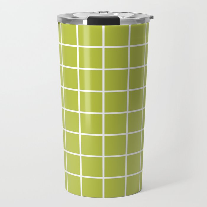 Grid Pattern Chartreuse 2 Travel Mug Gallery Image 1