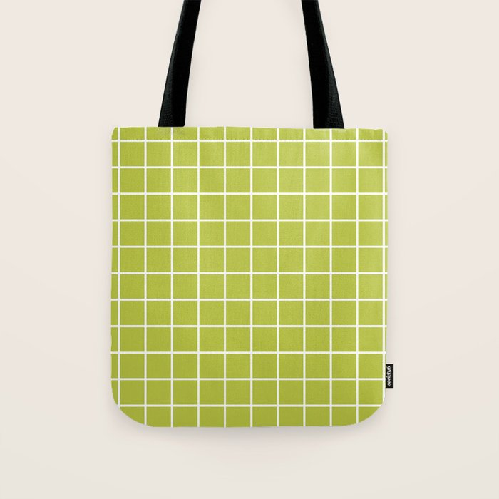Grid Pattern Chartreuse 2 Tote Bag Gallery Image 1