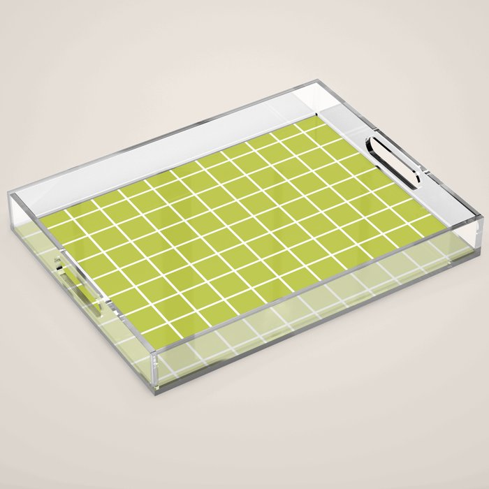 Grid Pattern Chartreuse 2 Acrylic Tray Gallery Image 1
