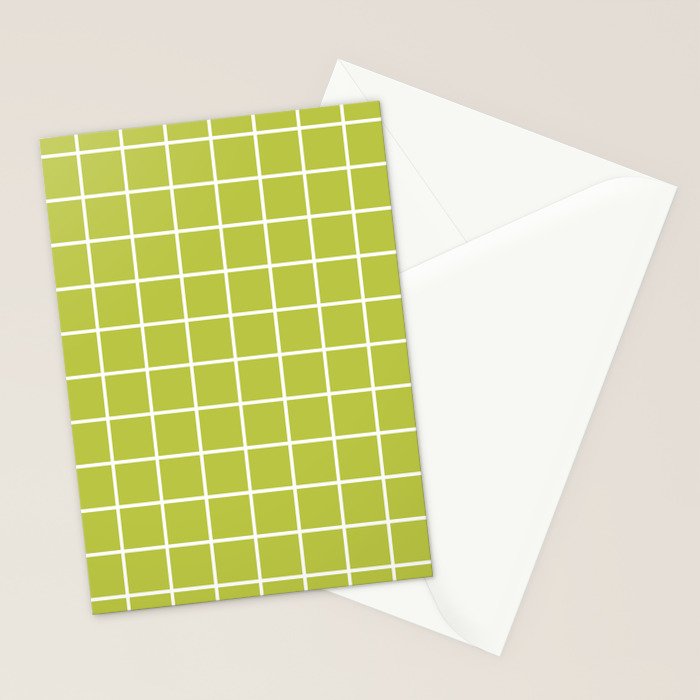 Grid Pattern Chartreuse 2 Stationery Card Gallery Image 2