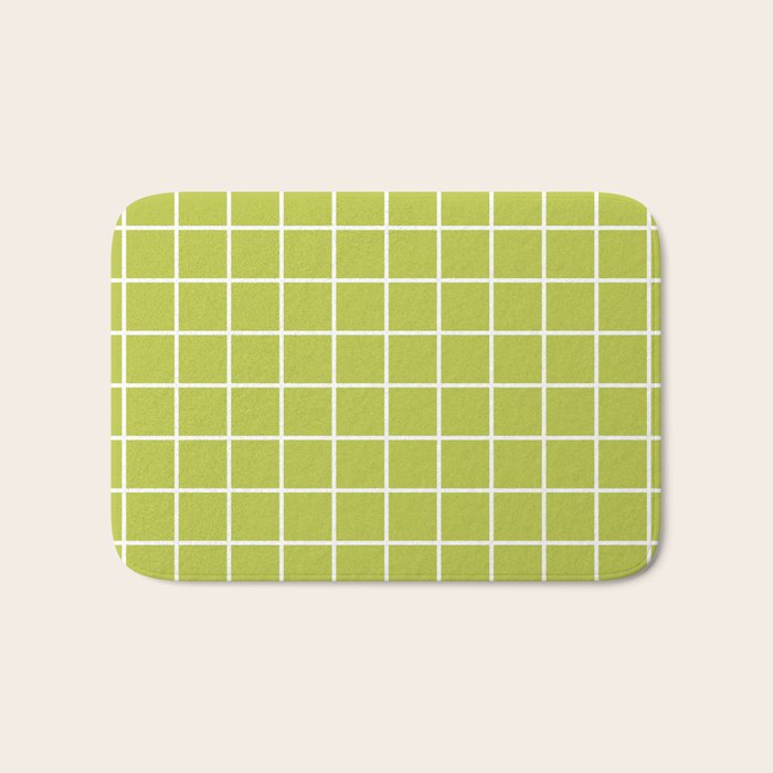 Grid Pattern Chartreuse 2 Bath Mat Gallery Image 1