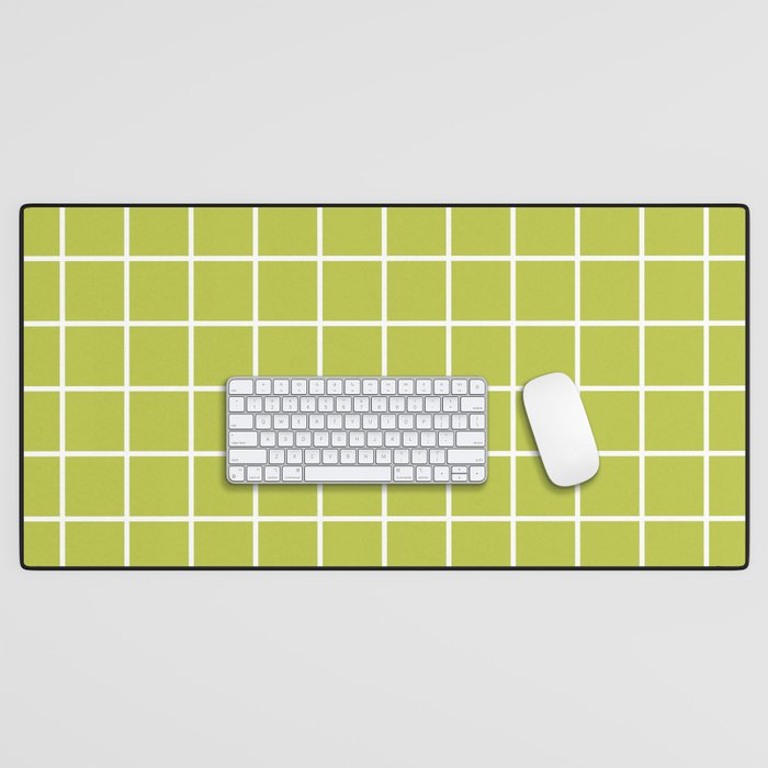 Grid Pattern Chartreuse 2 Desk Mat Gallery Image 1