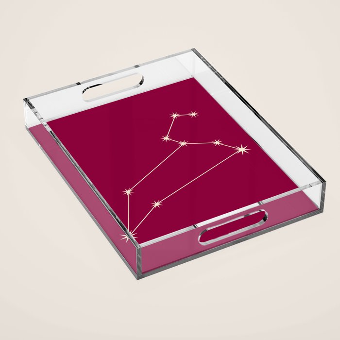 Leo Zodiac Star Constellation Line Art Magenta Pink Acrylic Tray Gallery Image 1