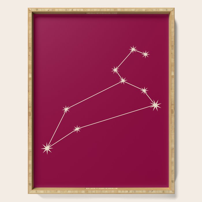 Leo Zodiac Star Constellation Line Art Magenta Pink Serving Tray Gallery Image 1