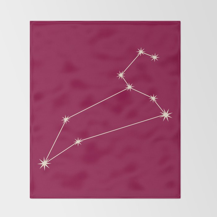 Leo Zodiac Star Constellation Line Art Magenta Pink Throw Blanket Gallery Image 2