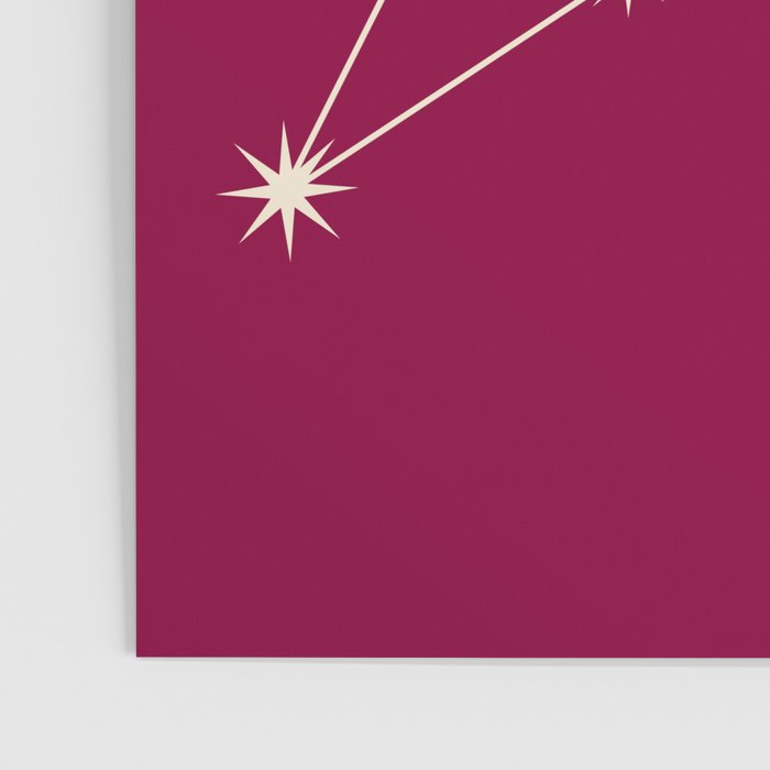Leo Zodiac Star Constellation Line Art Magenta Pink Poster Gallery Image 3