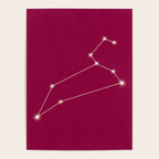 Leo Zodiac Star Constellation Line Art Magenta Pink Poster Gallery Image 4