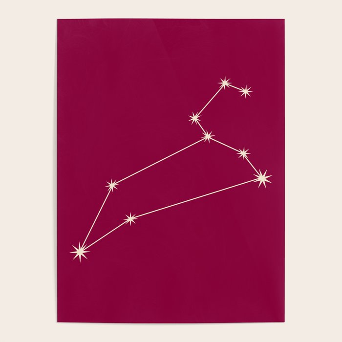 Leo Zodiac Star Constellation Line Art Magenta Pink Poster Gallery Image 4