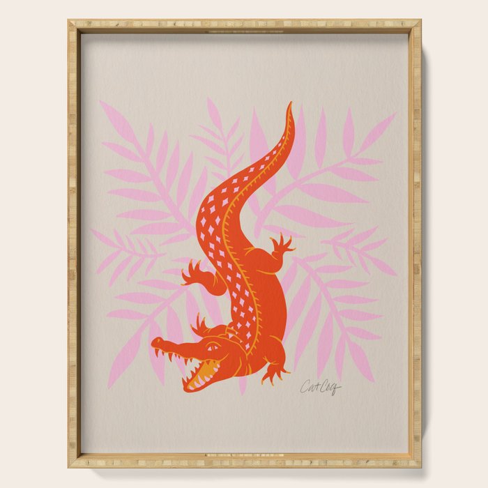 Crocodile - Orange & Pink Serving Tray Gallery Image 1