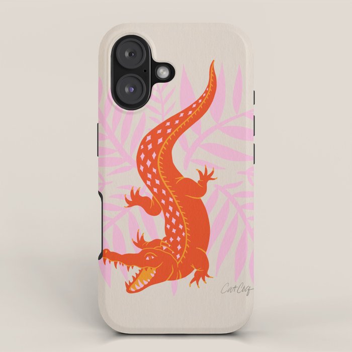 Crocodile - Orange & Pink iPhone Case Gallery Image 1