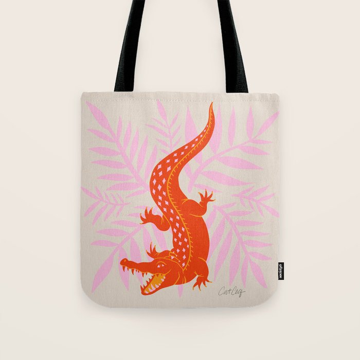 Crocodile - Orange & Pink Tote Bag Gallery Image 1