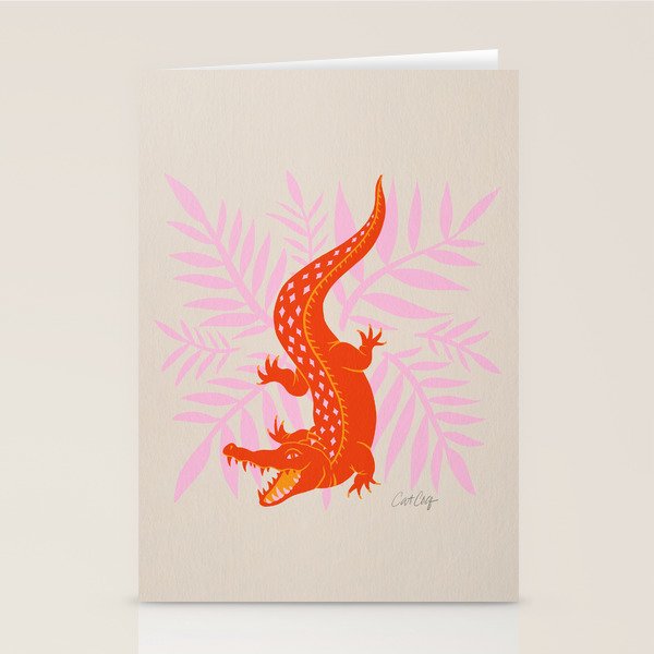 Crocodile - Orange & Pink Stationery Card Gallery Image 2
