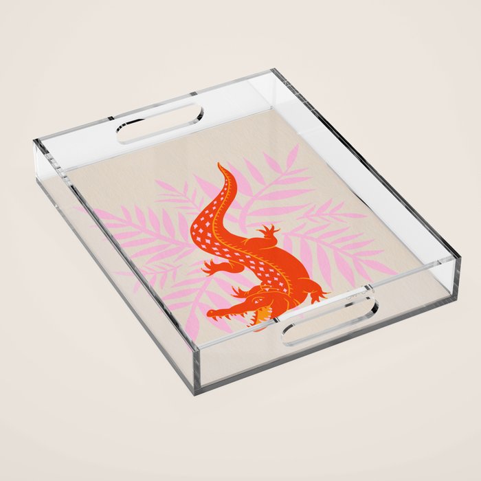 Crocodile - Orange & Pink Acrylic Tray Gallery Image 1