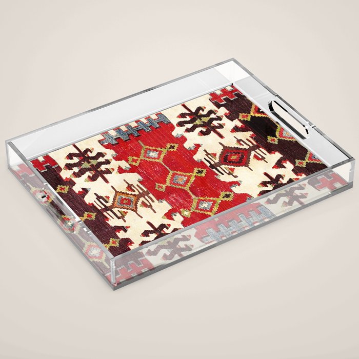 Burdur  Antique South West Anatolia Turkish Kilim Print Acrylic Tray Gallery Image 1