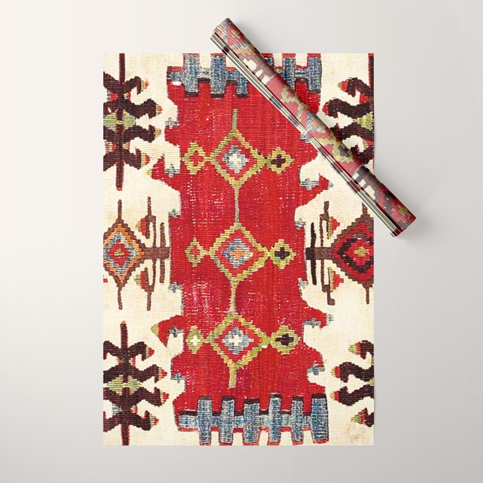 Burdur  Antique South West Anatolia Turkish Kilim Print Wrapping Paper Gallery Image 1