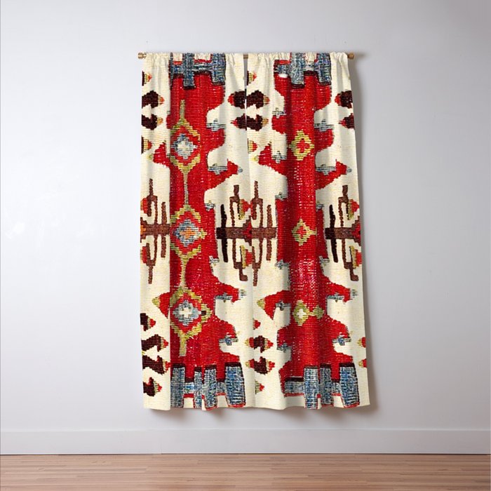 Burdur  Antique South West Anatolia Turkish Kilim Print Window Curtain Gallery Image 3
