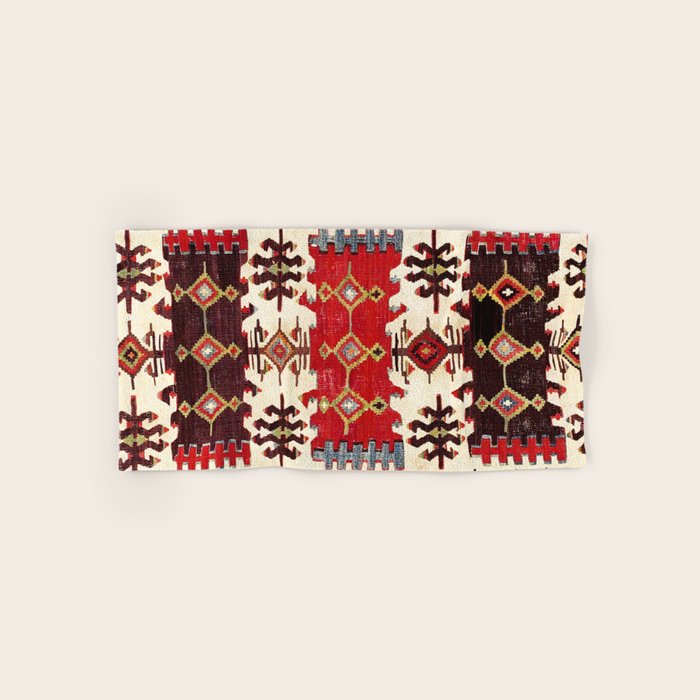 Burdur  Antique South West Anatolia Turkish Kilim Print Bath Towel Gallery Image 1