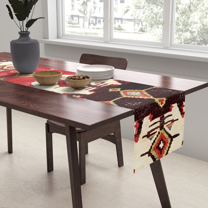 Burdur  Antique South West Anatolia Turkish Kilim Print Table Runner Gallery Image 2
