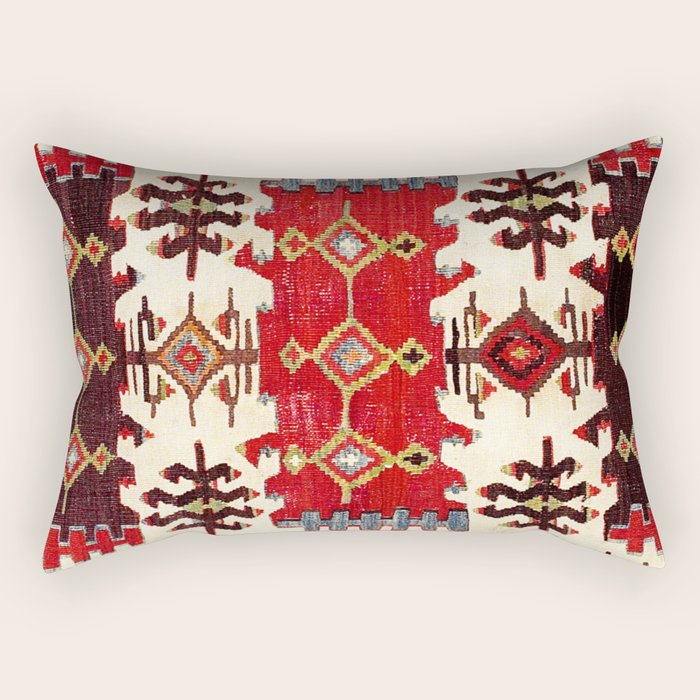 Burdur  Antique South West Anatolia Turkish Kilim Print Rectangular Pillow Gallery Image 1