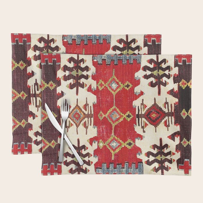 Burdur  Antique South West Anatolia Turkish Kilim Print Placemat Gallery Image 1