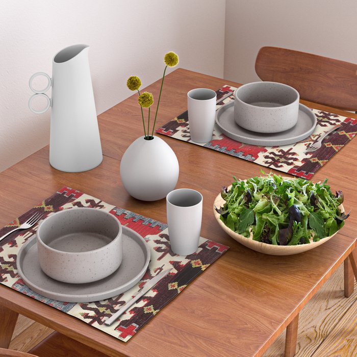 Burdur  Antique South West Anatolia Turkish Kilim Print Placemat Gallery Image 2