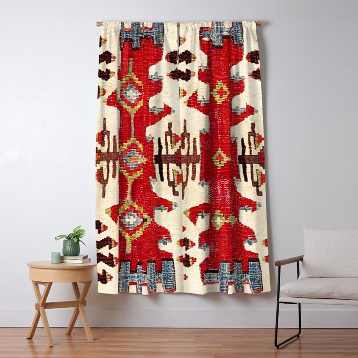 Burdur  Antique South West Anatolia Turkish Kilim Print Window Curtain Gallery Image 1