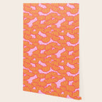 Retro Dopamine Pumpkin Fall Pattern - Orange on Pink Wallpaper Gallery Image 2
