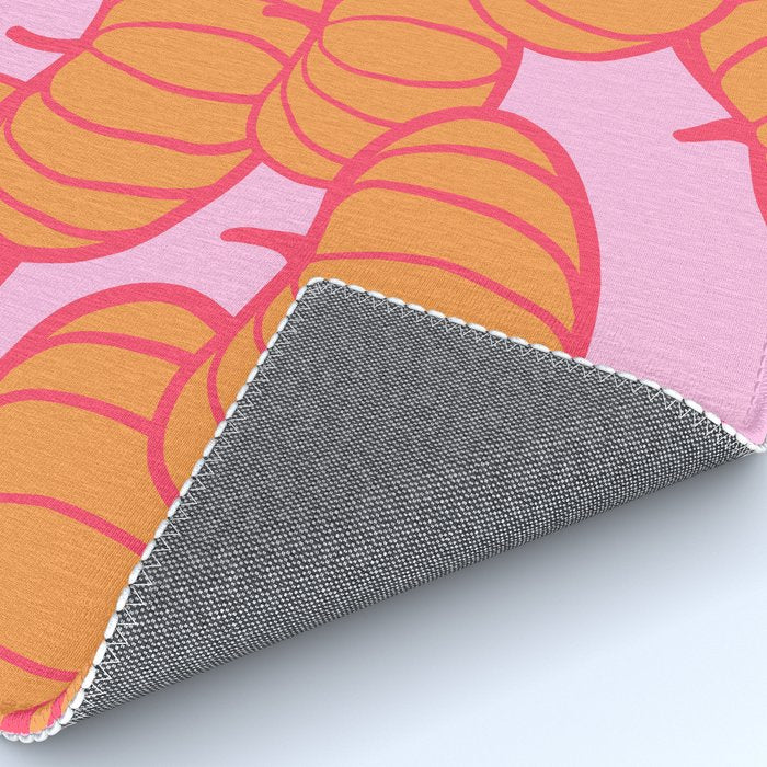 Retro Dopamine Pumpkin Fall Pattern - Orange on Pink Rug Gallery Image 4