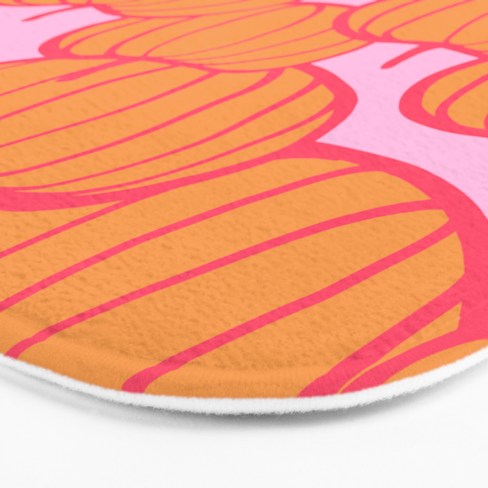 Retro Dopamine Pumpkin Fall Pattern - Orange on Pink Bath Mat Gallery Image 3