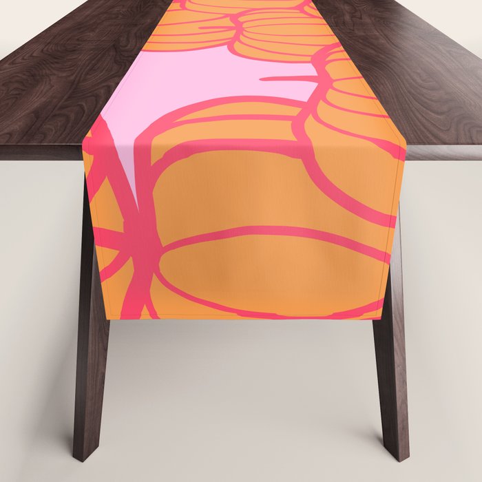 Retro Dopamine Pumpkin Fall Pattern - Orange on Pink Table Runner Gallery Image 1